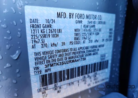 2024 Ford Mustang Mach-E Premium z USA, uszkodzony, nr VIN 3FMTK3SU2RMA41759